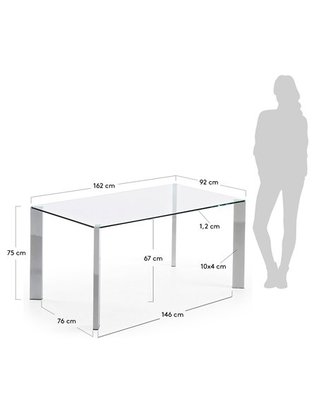 Стол стеклянный Corner хромированный