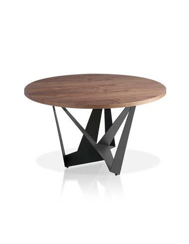 Круглый обеденный стол из ореха и черной стали CT2061R-NOGAL Ø150