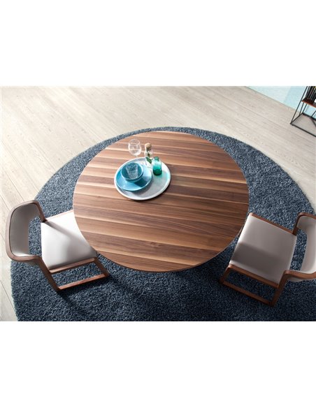 Круглый обеденный стол из ореха и черной стали CT2061R-NOGAL Ø150