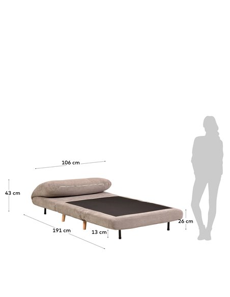 Диван-кровать Keren серый вельветовый 106 cm