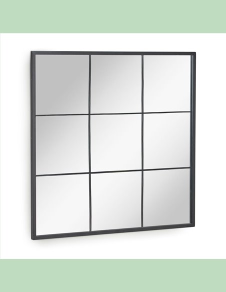 Зеркало настенное Ulrica черное металлическое 80 x 80 см