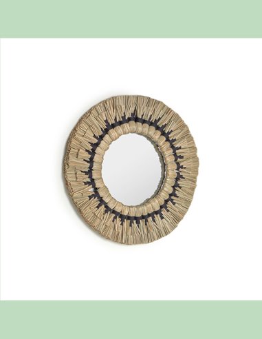 Круглое зеркало Akila из натуральных зеленых волокон 40 см