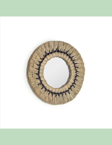 Круглое зеркало Akila из натуральных зеленых волокон 40 см