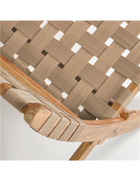 Складное кресло Chabeli из дерева акации и бежевого корда