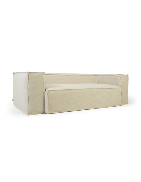 2-х местный диван Blok со съемными чехлами из белого льна 210 см