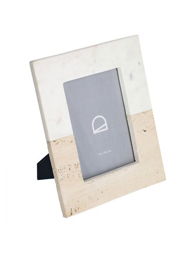 Рамка для фото Uria из белого мрамора и бежевого камня 25 x 20 см