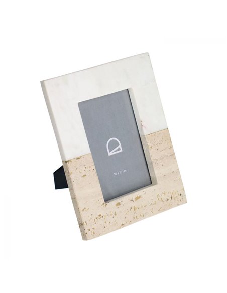 Рамка для фото Uria из белого мрамора и бежевого камня 23 x 18 см