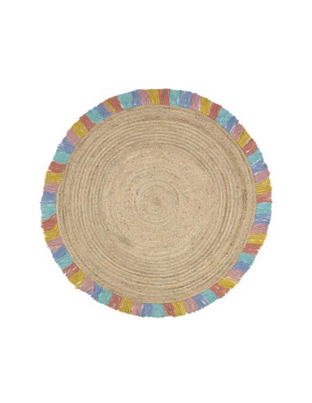 Круглый коврик Deisy из джута с разноцветной бахромой Ø 120 см
