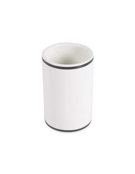 Белый керамический стакан для зубных щеток Arminda с черной деталью