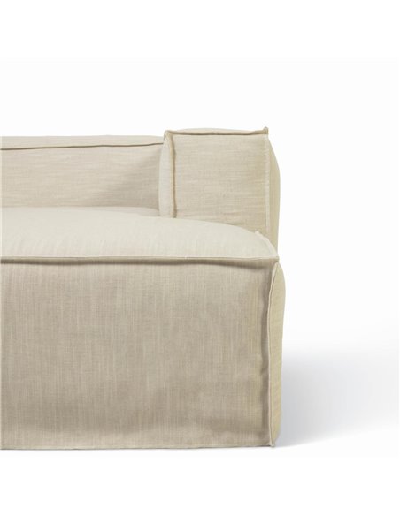 Чехол на 2-местный диван Blok с правым шезлонгом из белого льна