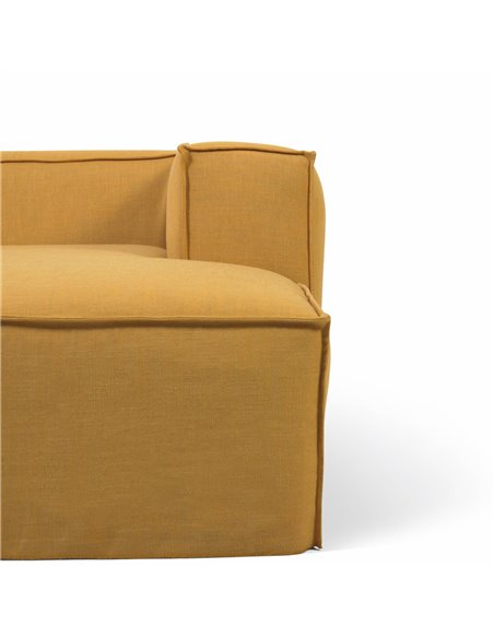 Чехол на 2-местный диван Blok с правым шезлонгом из горчичного льна