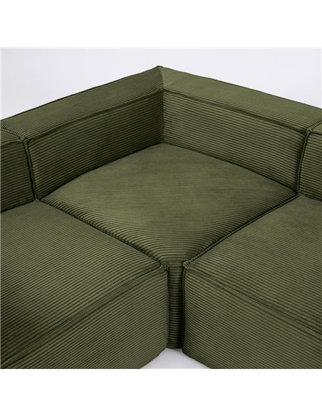 Угловой 5-местный диван Blok из плотного вельвета зеленого цвета 320 х 230 см