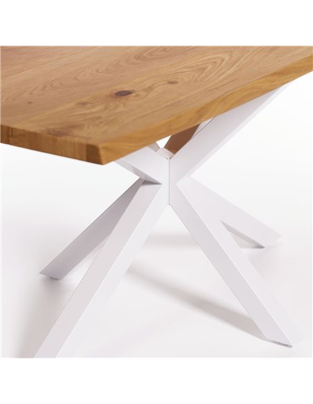 ARYA Table 160X90 cm oak veneer natural finish white steel l