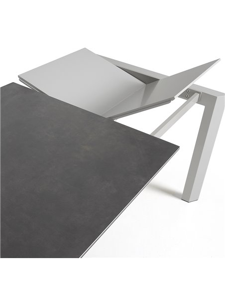 Стол Atta 120 (180) x80 серый керамический Vulcano Roca