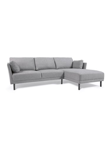 Gilma серый 3-местный диван с подвижным шезлонгом черные ножки