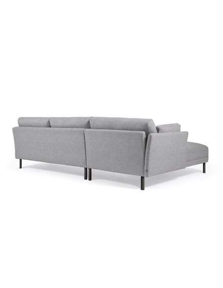 Gilma серый 3-местный диван с подвижным шезлонгом черные ножки
