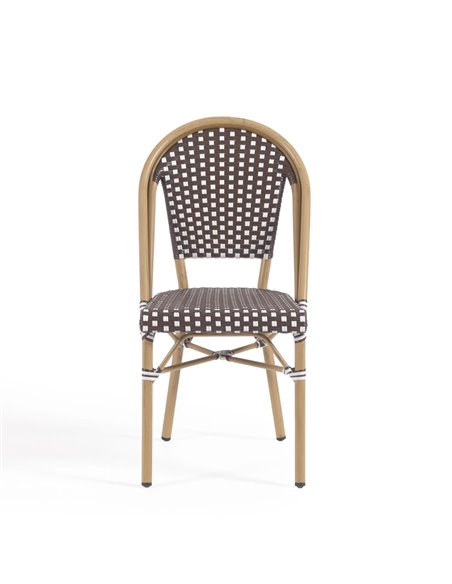 MARILYN Marilyn outdoor bistro chair in brown and white alum