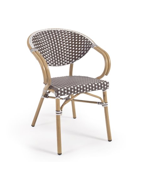 MARILYN Marilyn outdoor bistro armchair in brown and white a