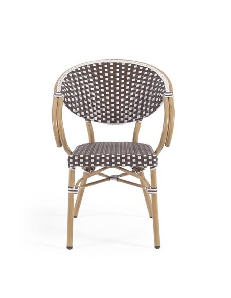 MARILYN Marilyn outdoor bistro armchair in brown and white a