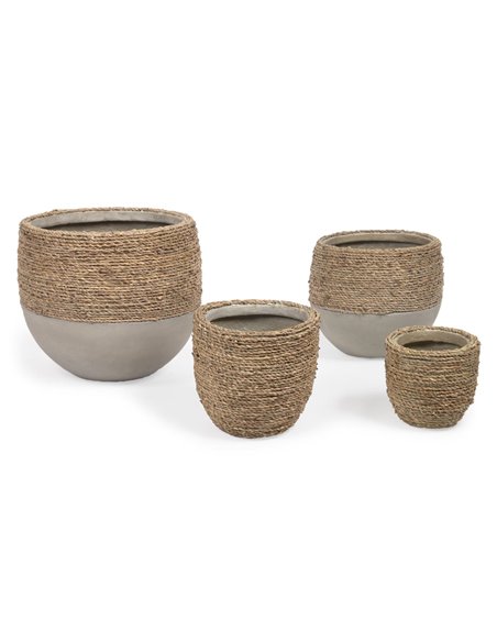 TAMIM Tamim set of 2 cement pots with natural finish Ш 17 cm