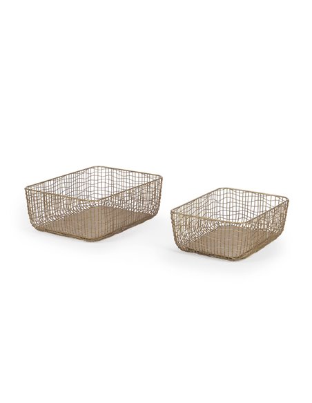 WANETA Wana set of 2 metal baskets in matt golden finish