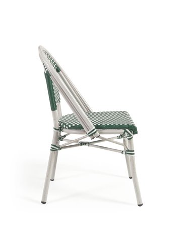 MARILYN Marilyn outdoor bistro chair in green and white alum