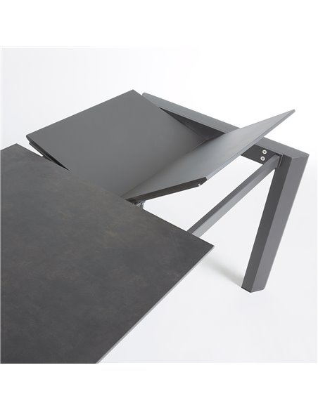 Стол раскладной Atta 120(180) x80 антрацит, керамика Vulcano Roca