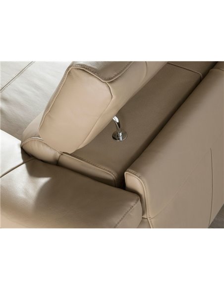 Угловой диван с реклайнером 5320-R кожаный бежевый