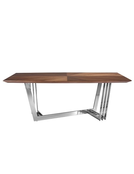 Обеденный стол MI2003T из орехового дерева и хромированной стали